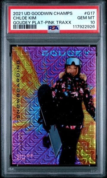 2021 Upper Deck Goodwin Champions Chloe Kim Goudey Platinum Pink Traxx PSA 10