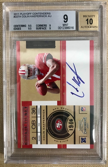 2011 Panini Playoff Contenders Colin Kaepernick Auto RC BGS 9