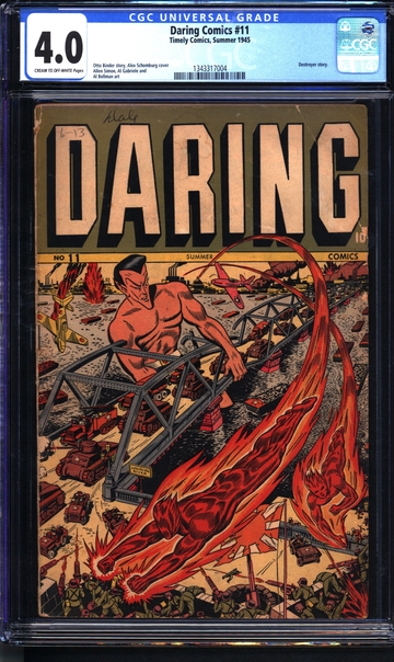 Daring Comics #11 (1945) CGC 4.0 -- Alex Schomburg WWII cover; Sub-Mariner Torch