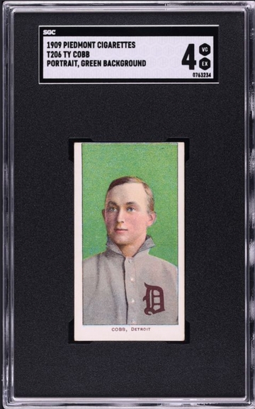 1909-11 T206 Piedmont Ty Cobb Portrait- Green Background SGC 4