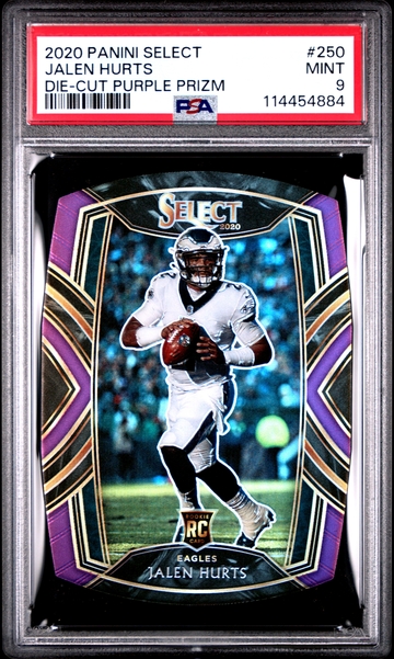 Jalen Hurts 2020 Select Die-Cut Purple Prizm Club Level Rookie PSA 9 #250 Mint