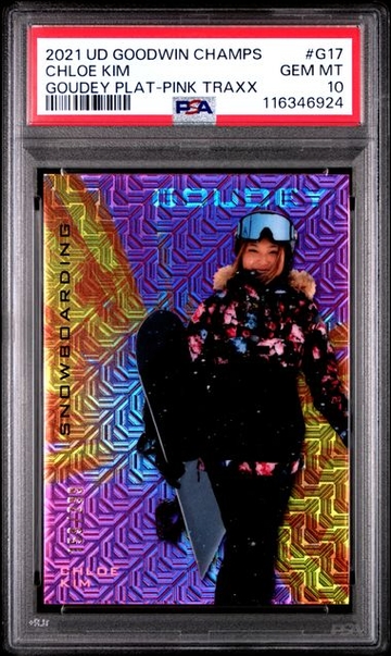 2021 Upper Deck Goodwin Champions Chloe Kim Goudey Platinum Pink Traxx PSA 10