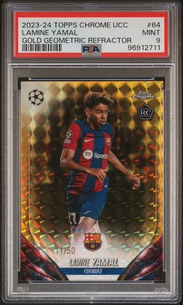2023-24 Topps Chrome UCC Lamine Yamal Gold Geometric Refractor /50 PSA 9 