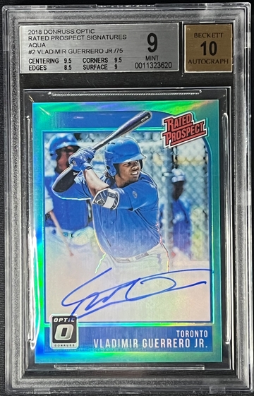 2018 Vladimir Guerrero Jr Optic Aqua Prizm /75 Rated Prospect On Card Auto BGS 9