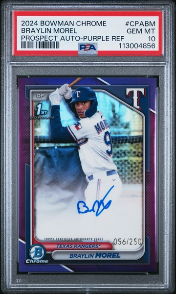 2024 Bowman Chrome Braylin Morel Auto /250 Purple Refractor PSA 10