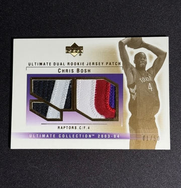 2003-04 Ultimate Collection CHRIS BOSH Dual Rookie Jersey Patch RC 01/50 4-COLOR