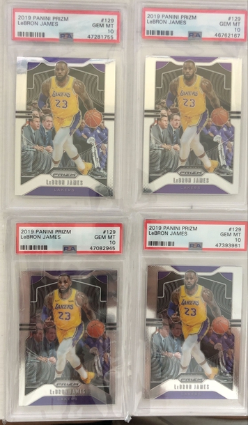 (LOT of 4) LEBRON JAMES #129 2019 PANINI PRIZM GEM MINT PSA 10
