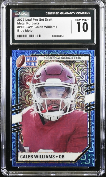 2022 Leaf Pro Set #CW1 CALEB WILLIAMS Portrait Blue Mojo Pre Rookie CGC 10 