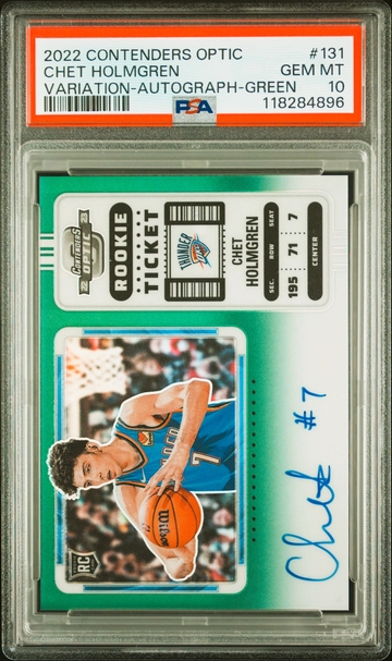 Chet Holmgren 2022-23 Panini Contenders Optic Variation Green RC Autograph 65/75 PSA 10 Gem Mint