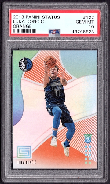 Luka Doncic Panini Status Orange Refractor LOW POP <80 RC #122 PSA 10