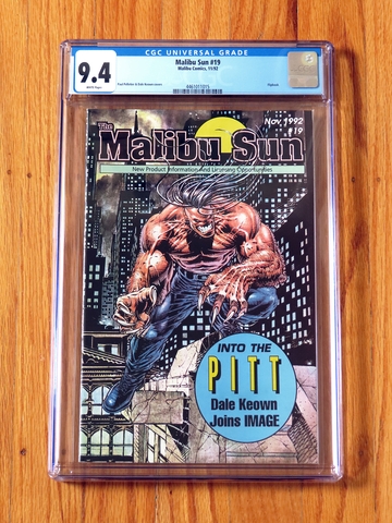MALIBU SUN #19 CGC 9.4 NM WP 1992 Preview of PITT Dale Keown