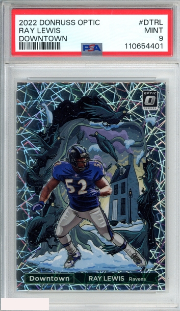 2022 PANINI DONRUSS OPTIC DOWNTOWN RAY LEWIS #DTRL RAVENS HOF PSA 9 MINT