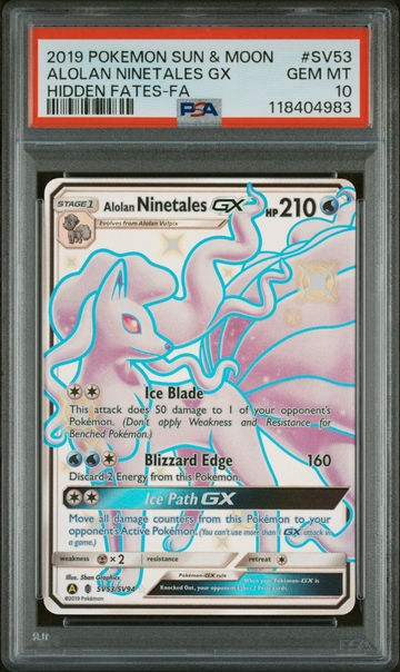 2019 Pokemon Sun & Moon #SV53 Alolan Ninetales GX Hidden Fates-FA PSA 10