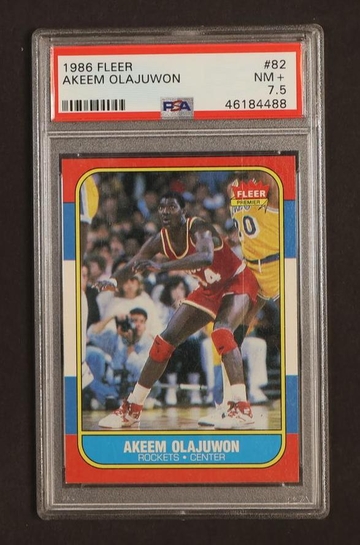 1986 Fleer 82 Akeem Olajuwon 82 PSA 7.5 NM+ Rockets