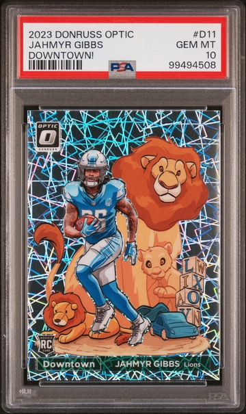 2023 Donruss Optic #D-11 Jahmyr Gibbs Downtown PSA 10