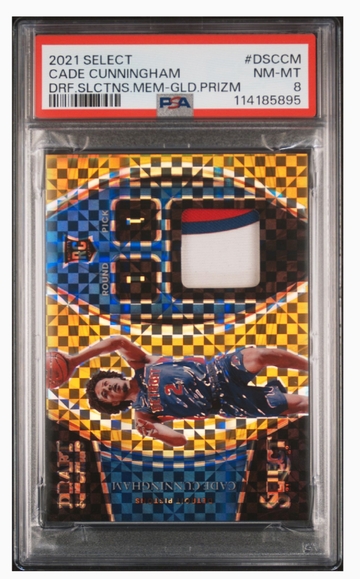 2021 Select Cade Cunningham /10 Gold Patch Rookie SSP PSA 8