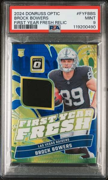 2024 Donruss Optic #FYF-BBS Brock Bowers First Year Fresh Relic PSA 9