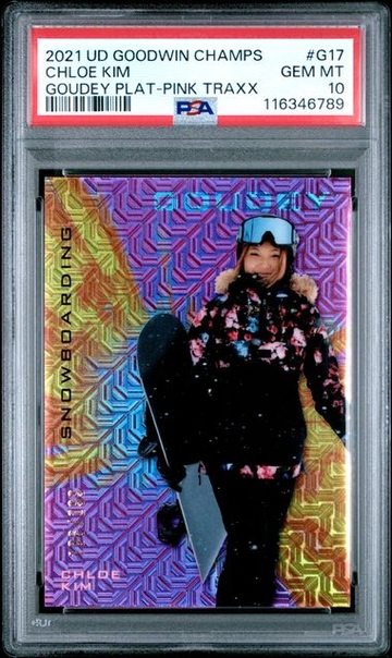 2021 Upper Deck Goodwin Champions Chloe Kim Goudey Platinum Pink Traxx PSA 10