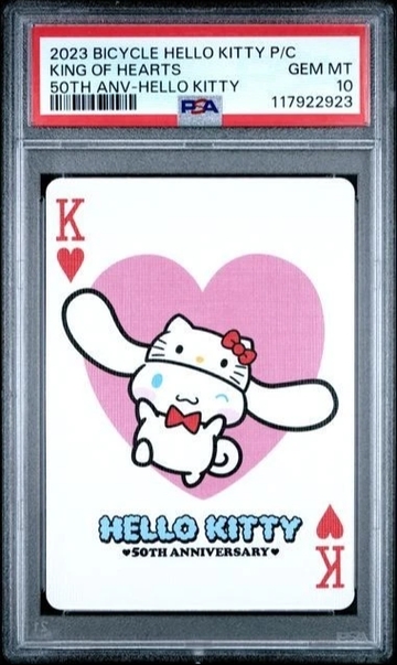2023 Bicycle Hello Kitty Playing Cards King of Hearts 50th Anniversary PSA 10