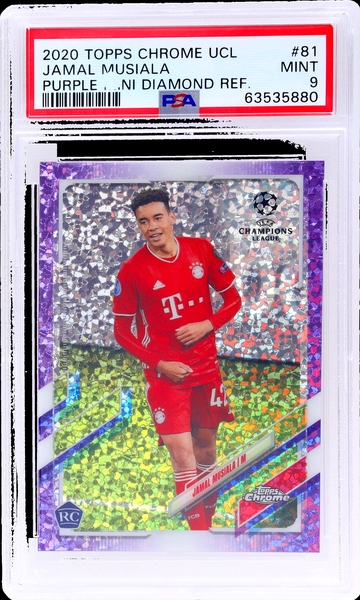 2020 Topps Chrome UCL Purple Mojo Jamal Musiala #81 RC /250 PSA 9