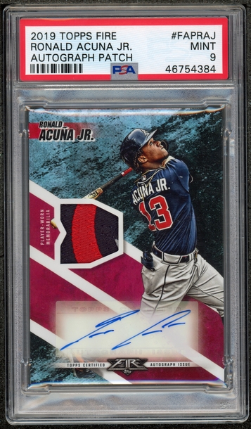 2019 Topps Fire Ronald Acuna Jr Patch Autograph  PSA 9 Mint