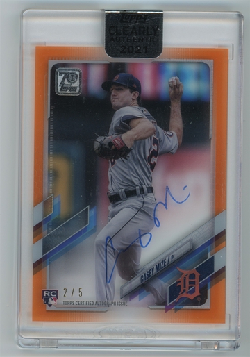 2021 Topps 70 Clearly Authentic Certified Autograph Issue Orange /5 Casey Mize