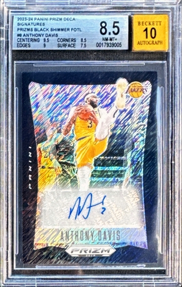 2023-24 Panini Prizm Deca Signatures Black Shimmer FOTL Anthony Davis 1/1 Auto