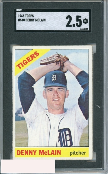 1966 TOPPS DENNY MCLAIN #540 SGC 2.5
