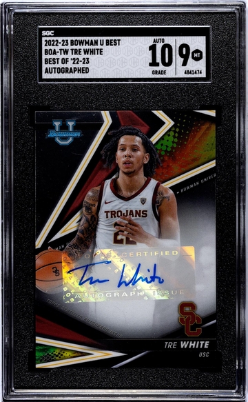 2022 Bowman U Best Tre White #BOA-TW Auto SGC 9 Auto 10