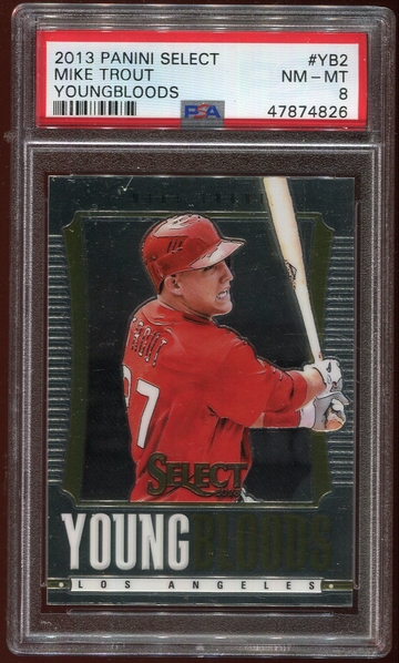 2013 Panini Select Youngbloods #YB2 Mike Trout PSA 8 NM-MT