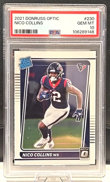 2021 PANINI DONRUSS OPTIC #230  NICO COLLINS  PSA 10  Rated Rookie  Texans