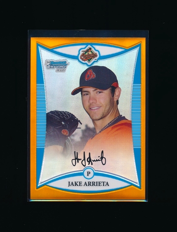 2008 Bowman Chrome Prospects #164, Jake Arrieta sp Orange Refractor /25 Nice