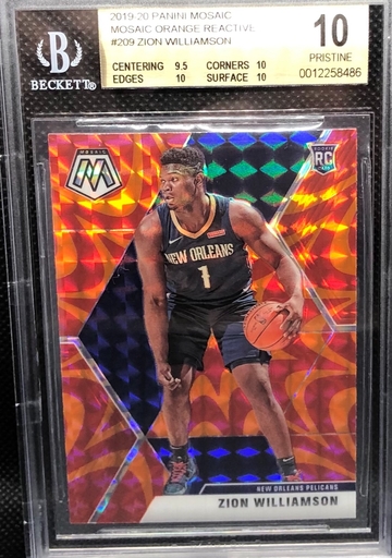 Zion Williamson 2019-20 Mosaic #209 Orange Reactive BGS 10