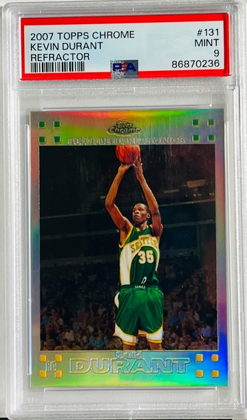 Kevin Durant Rookie 2007 Topps Chrome Refractor #/1499 PSA 9