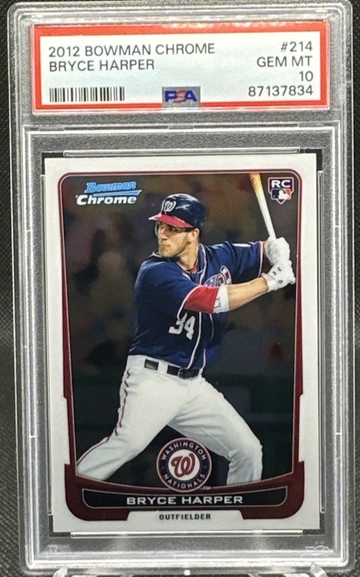 2012 Bowman Chrome Bryce Harper #214 PSA 10! ROOKIE CARD RC GEM MINT!