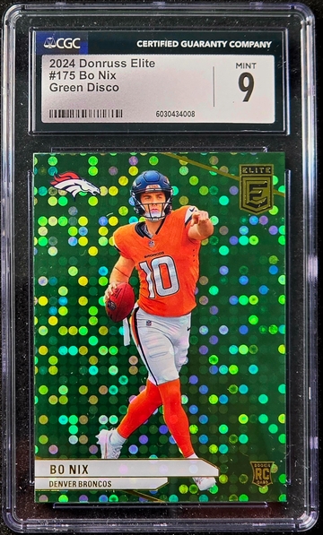 2024 Donruss Elite Green Disco #175 Bo Nix Broncos RC Rookie CGC 9 MINT