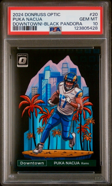 2024 Puka Nacua Donruss Optic Downtown Black Pandora Prizm 12/25 PSA 10 #20 SP