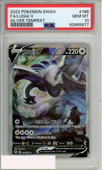 2022 POKEMON SWORD SHIELD SILVER TEMPEST FA LUGIA V #186 PSA 10