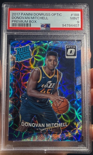 2017 Donruss Optic Donovan Mitchell Premium Box Rookie Scope /249 PSA 9