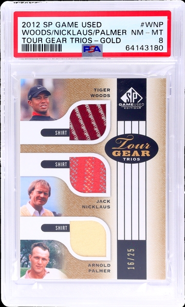 2012 Upper Deck SP Game Used Gold Tiger Woods #WNP Shirt /25 PSA 8