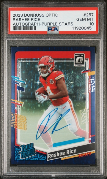 2023 Donruss Optic #257 Rashee Rice Purple Stars /50 PSA 10