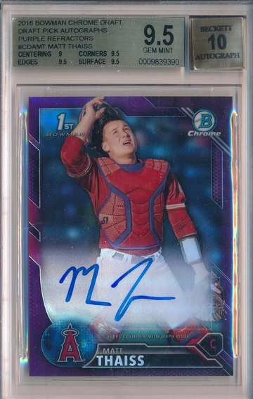 2016 BOWMAN CHROME DRAFT AUTOGRAPH PURPLE REFRACTORS MATT THAISS