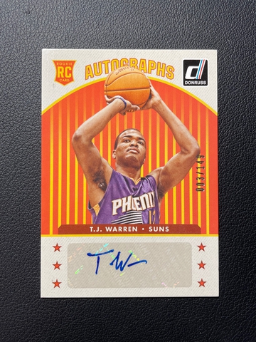 TJ Warren Panini Donruss Autographed /199 Rookie Card! Pacers!