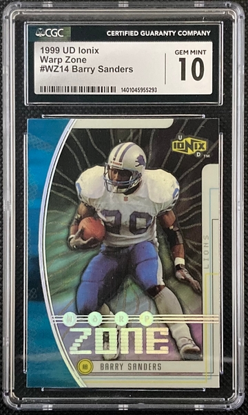 1999 UD Ionix Barry Sanders Warp Zone CGC 10