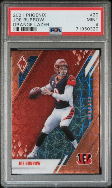 2021 Panini Phoenix Orange Lazer Joe Burrow #20 /99 PSA 9