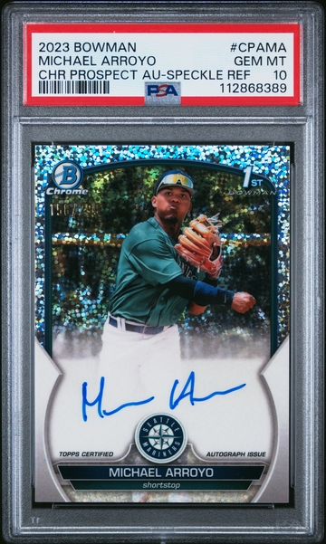  2023 Bowman Chrome MICHAEL ARROYO Speckle Refractor Rookie AUTO /299 PSA 10 Gem Mint