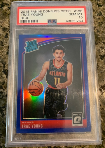 Trae Young 2018 Donruss Optic Rated Rookie Blue PSA 10 Gem Mint RC #198