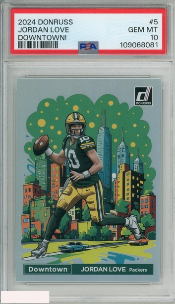 2024 PANINI DONRUSS DOWNTOWN! JORDAN LOVE #5 PACKERS PSA 10 GEM MT