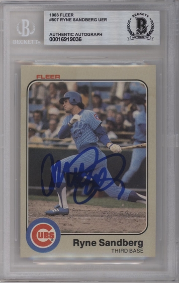 1983 Fleer Ryne Sandberg UER Auto Beckett Authentic