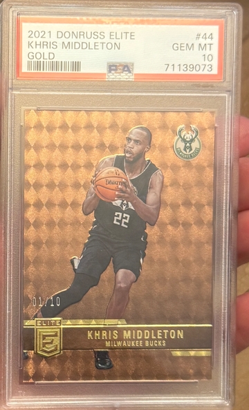 2021 Panini Donruss Elite Khris Middleton Gold /10 PSA 10 